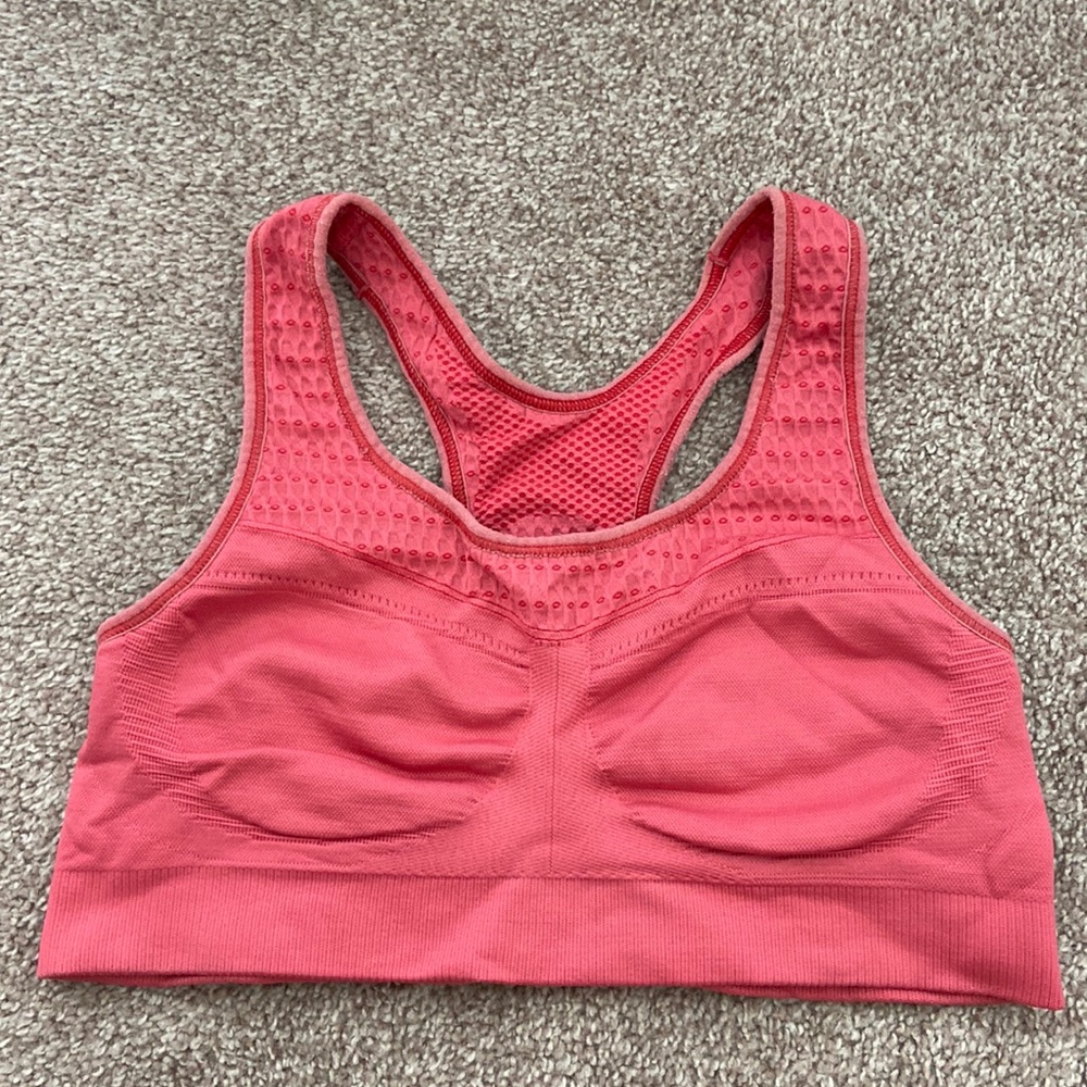 Pink Moving Comfort sports bra